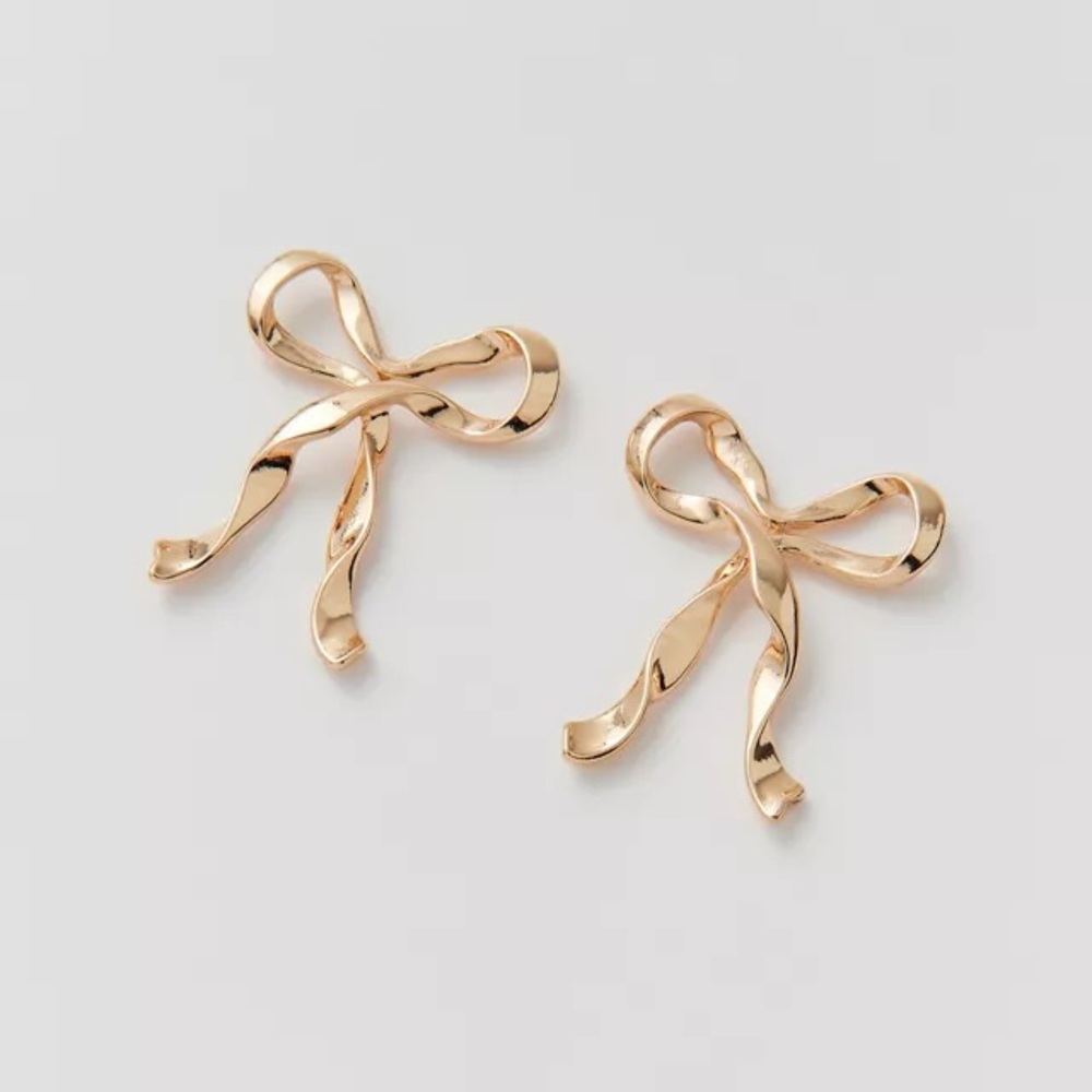 Urban Outfitters large bow earrings gold new with tags